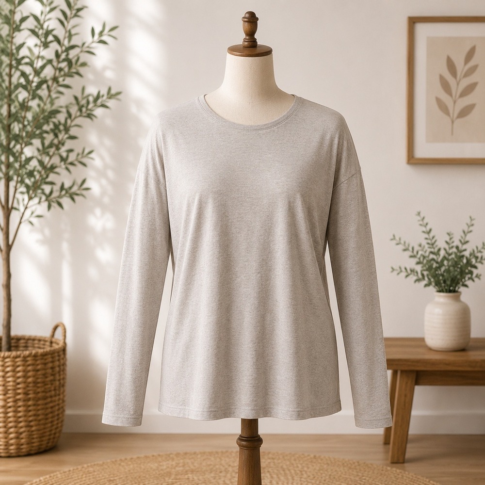 NWT Cupshe Long Sleeve Top Womens Medium Tan Marled Knit Scoop Neck Slouchy